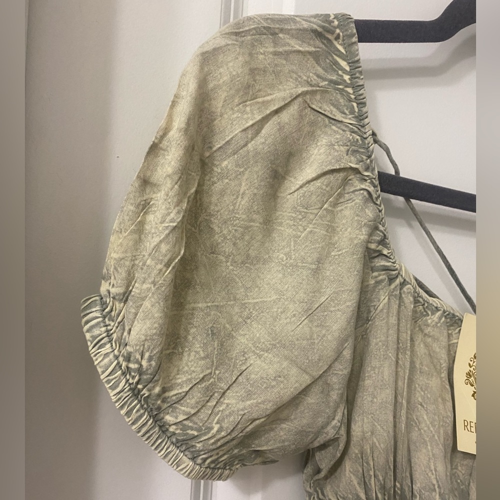 SOLD! Rebellion Again Criss-Cross Lace Up Backless Ruffle Hem Peplum Crop Top M - Picture 6 of 16